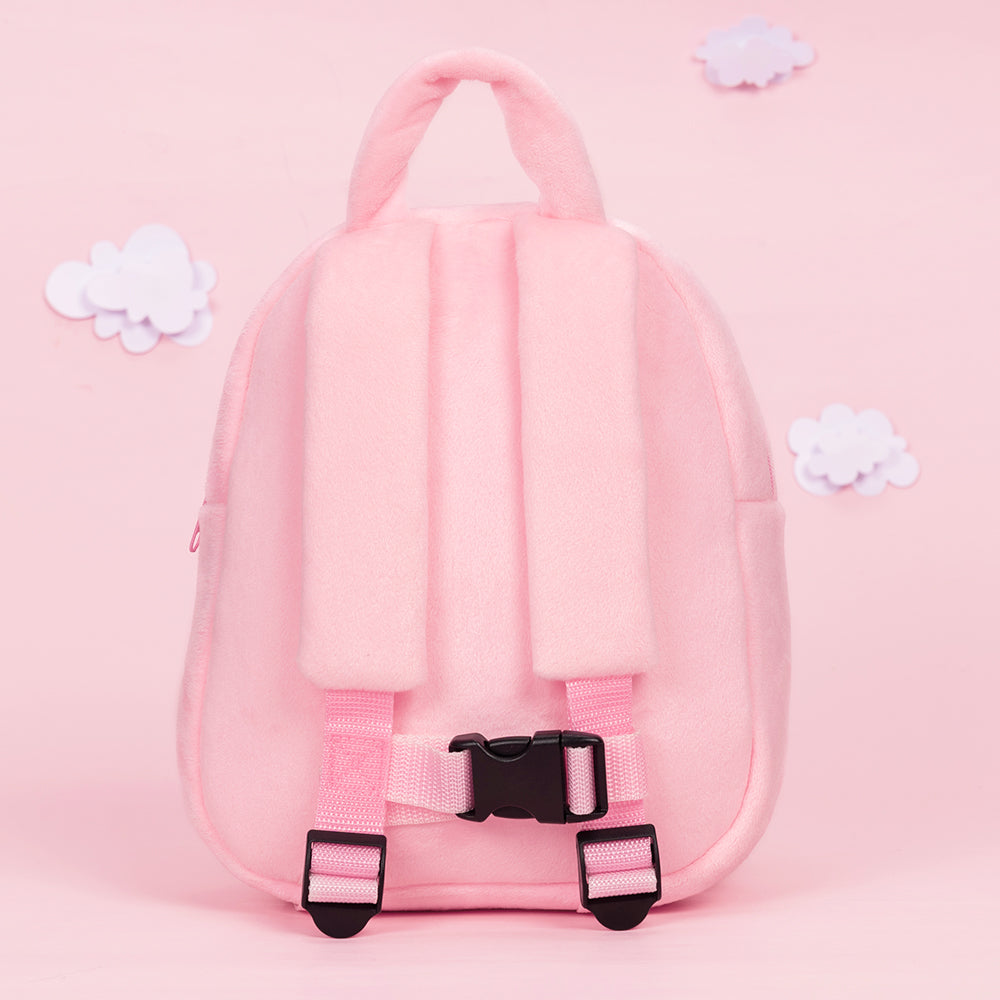 Personnalisée Sac à Dos en Peluche Rose avec Yeux Bleus Ouverts