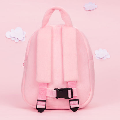 Personnalisée Sac à Dos en Peluche Rose avec Yeux Bleus Ouverts