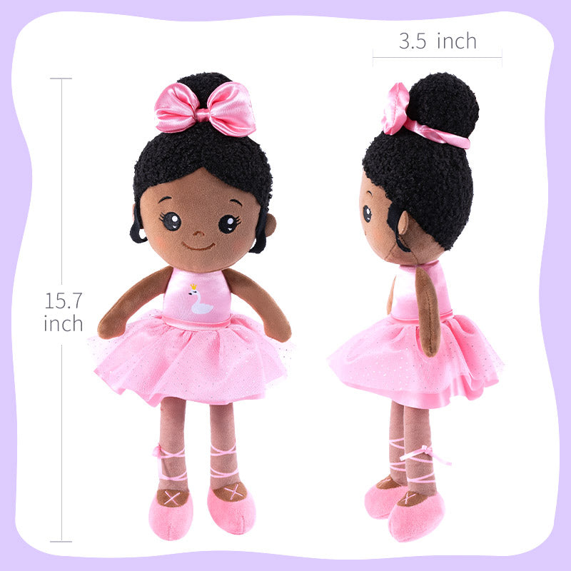 Teint Foncé Personnalisée Poupée en Peluche en Robe de Danse Rose