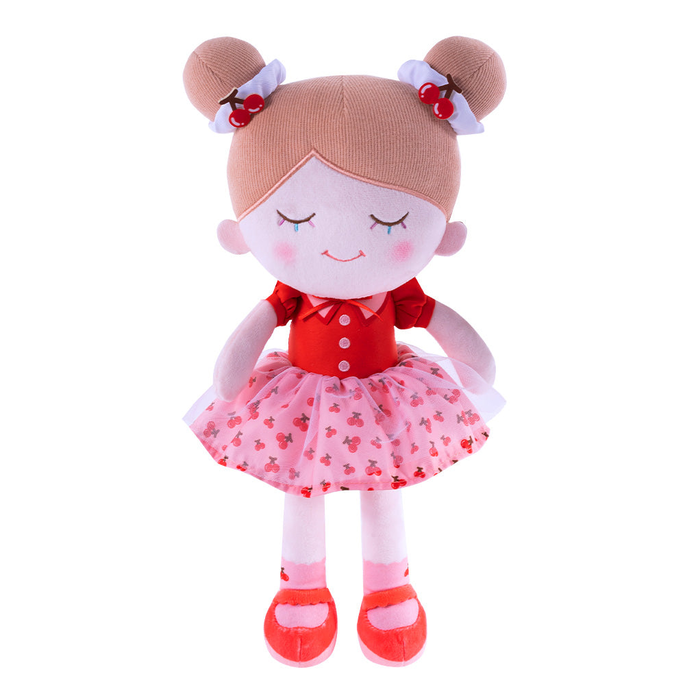 Personnalisée Poupée en Peluche avec Cils Arc-en-ciel en Costume de Cerise