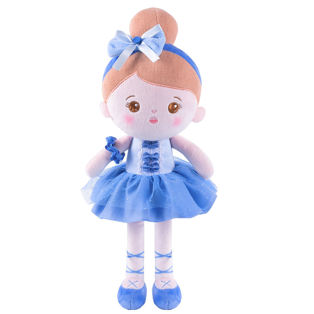 Personnalisée Poupée en Peluche avec Yeux Ouverts en Robe de Danse Bleue