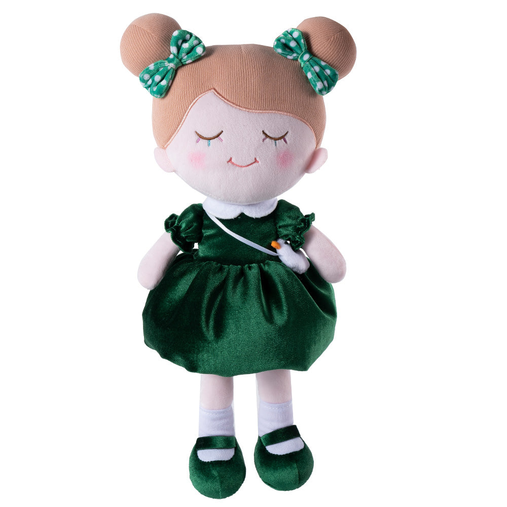 Personnalisée Poupée en Peluche avec Cils Arc-en-ciel en Robe Vert