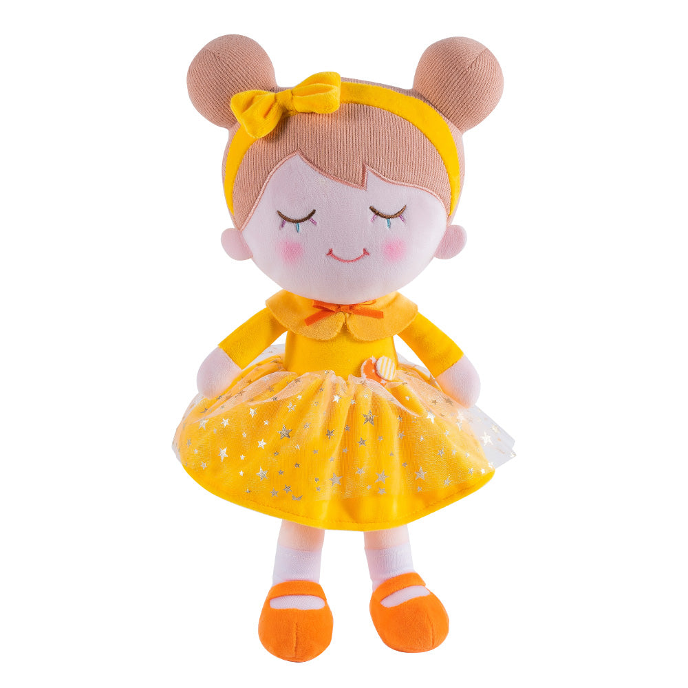 Personnalisée Poupée en Peluche avec Cils Arc-en-ciel en Robe Jaune