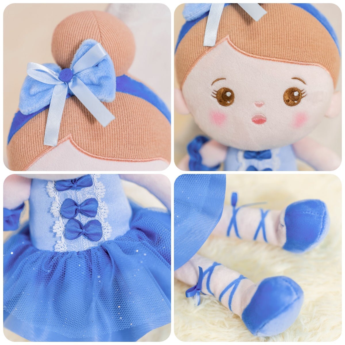 Abby Personnalisée Poupée en Peluche en Robe de Danse Bleue