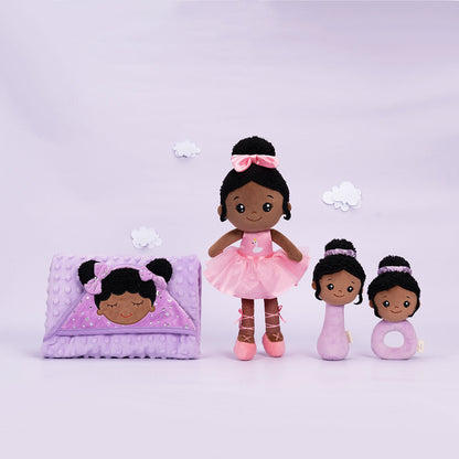 Teint Foncé Personnalisée Poupée en Peluche en Robe de Danse Rose