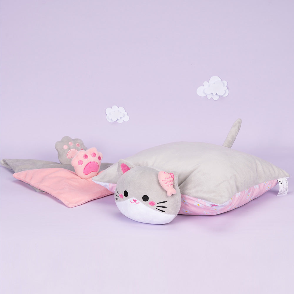 Personnalisée Oreiller & Serviette Apaisante en Peluche de Chaton