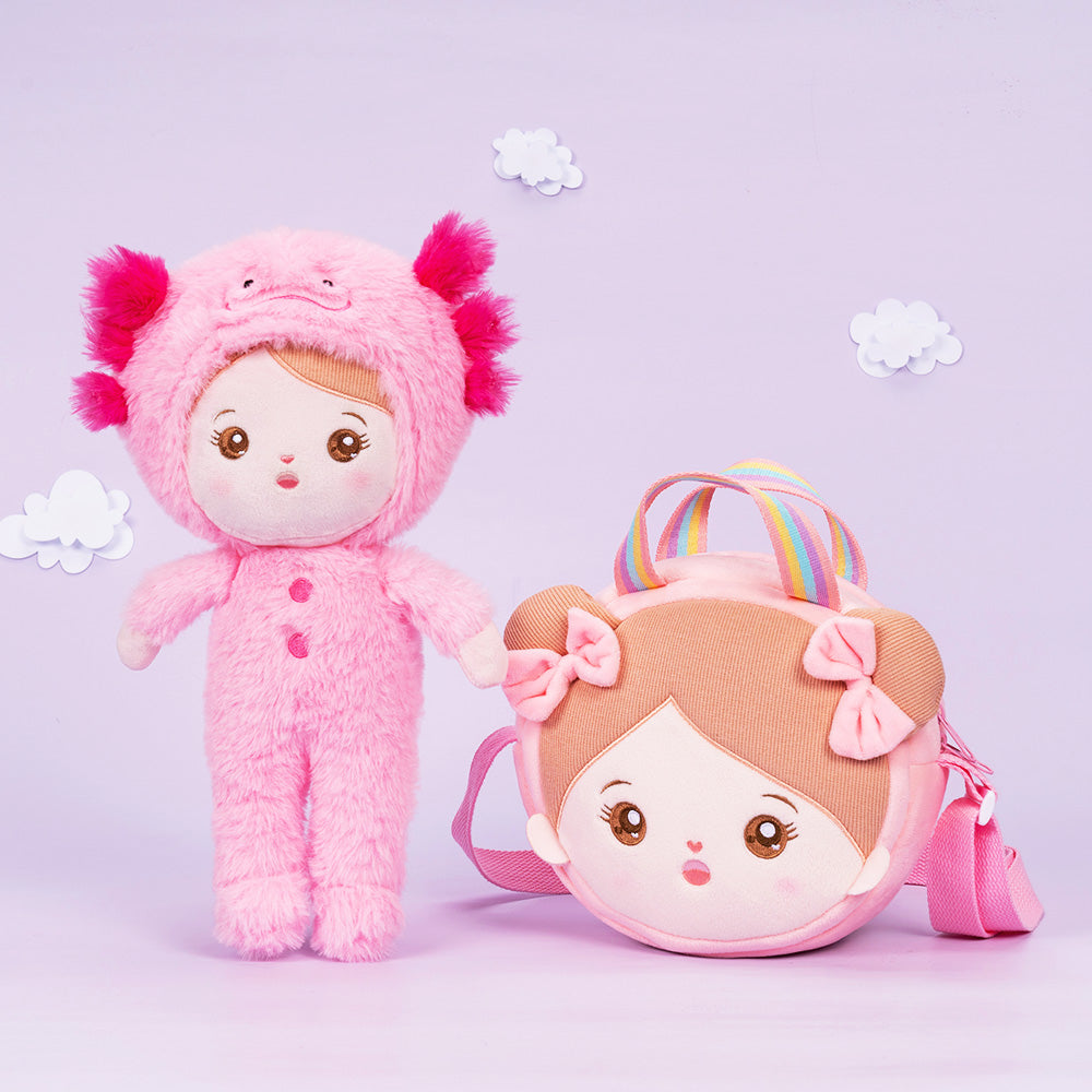 Personnalisée Poupée en Peluche avec Yeux Ouverts de Salamandre Géante Rose