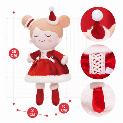 Personnalisée Poupée en Peluche avec Cils Arc-en-ciel en Costume Rouge de Noël