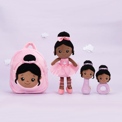 Teint Foncé Personnalisée Poupée en Peluche en Robe de Danse Rose