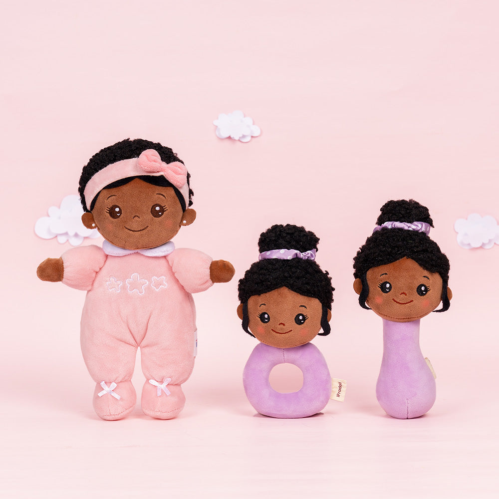 Mini Rose Teint Foncé Personnalisée Poupée en Peluche