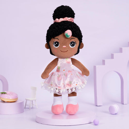 Teint Foncé Personnalisée Poupée en Peluche en Costume Fraise