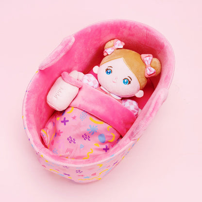 Mini Personnalisée Poupée en Peluche avec Yeux Bleus Ouverts & Ensemble-cadeau