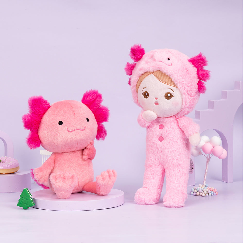 Personnalisée Poupée en Peluche avec Yeux Ouverts de Salamandre Géante Rose