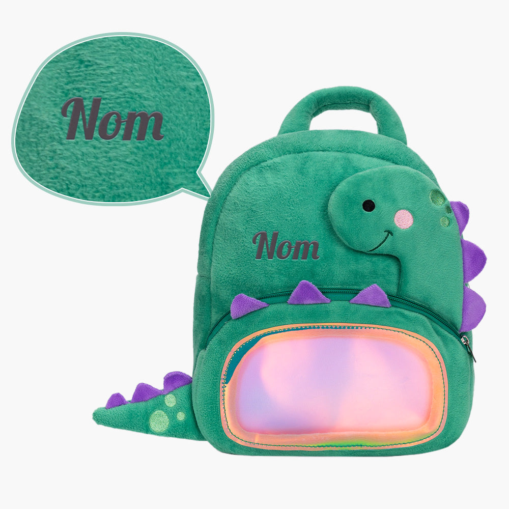 Personnalisée Sac à Dos en Peluche Vert de Dinosaure