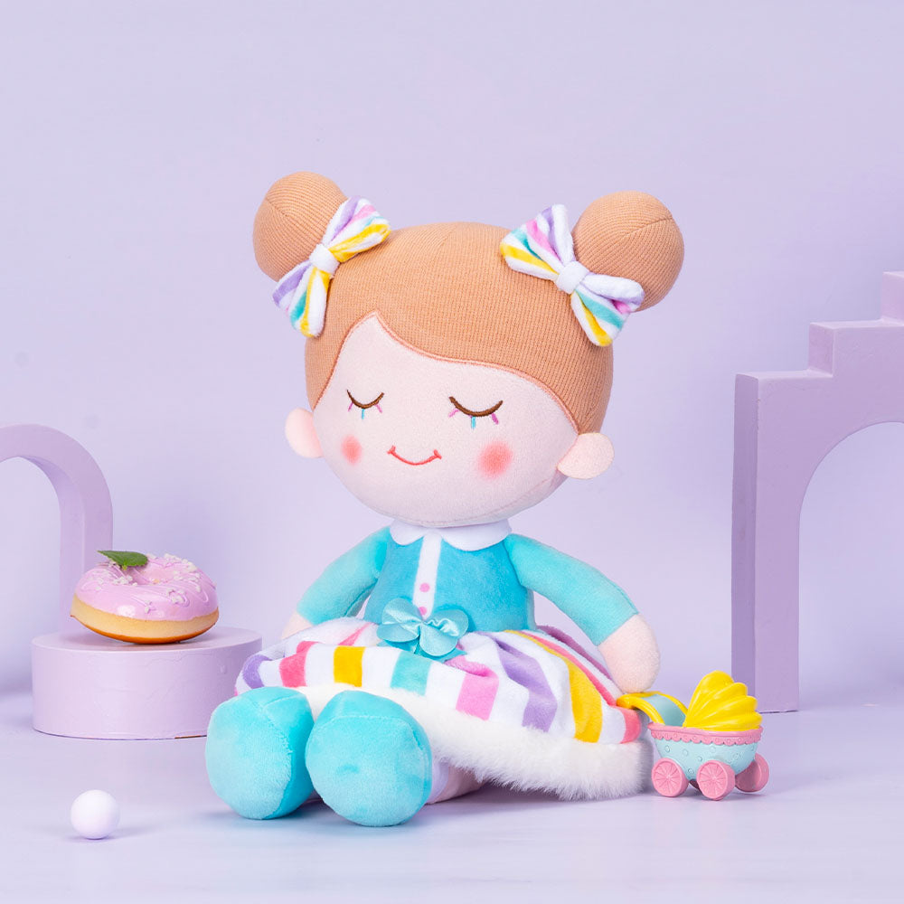 Personnalisée Poupée en Peluche avec Cils Arc-en-ciel en Robe Arc-en-ciel