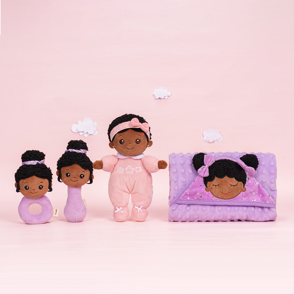 Mini Rose Teint Foncé Personnalisée Poupée en Peluche