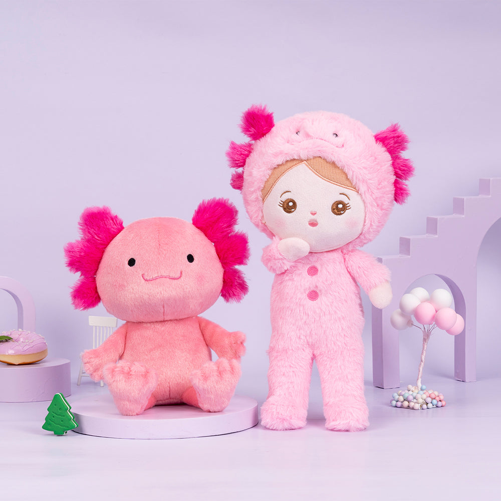 Personnalisée Poupée en Peluche avec Yeux Ouverts de Salamandre Géante Rose