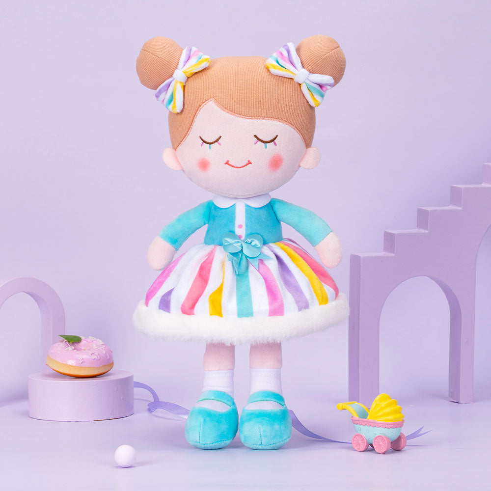 Personnalisée Poupée en Peluche avec Cils Arc-en-ciel en Robe Arc-en-ciel