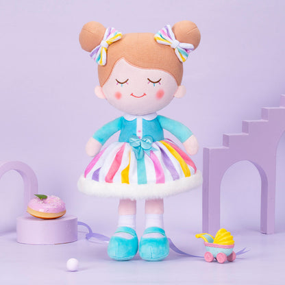 Personnalisée Poupée en Peluche avec Cils Arc-en-ciel en Robe Arc-en-ciel