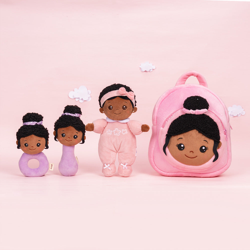 Mini Rose Teint Foncé Personnalisée Poupée en Peluche