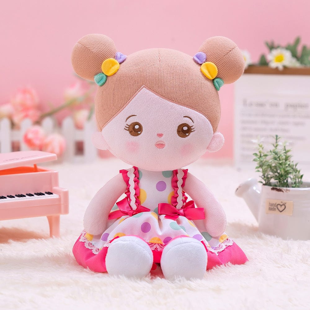 OUOZZZ Personalized Pink Polka Dot Skirt Plush Rag Baby Doll Only Doll
