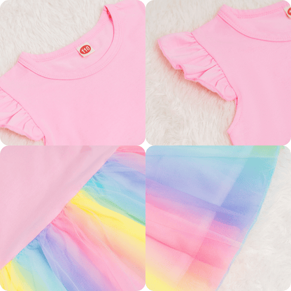 OUOZZZ Personalized Abby Pink Doll with Pink Baby Rainbow Dress