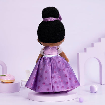 Teint Foncé Personnalisée Poupée en Peluche en Robe Longue Violette