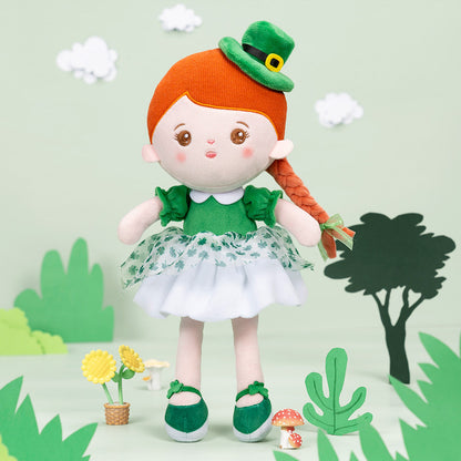 Personnalisée Poupée en Peluche avec Yeux Ouverts en Costume de Trèfle