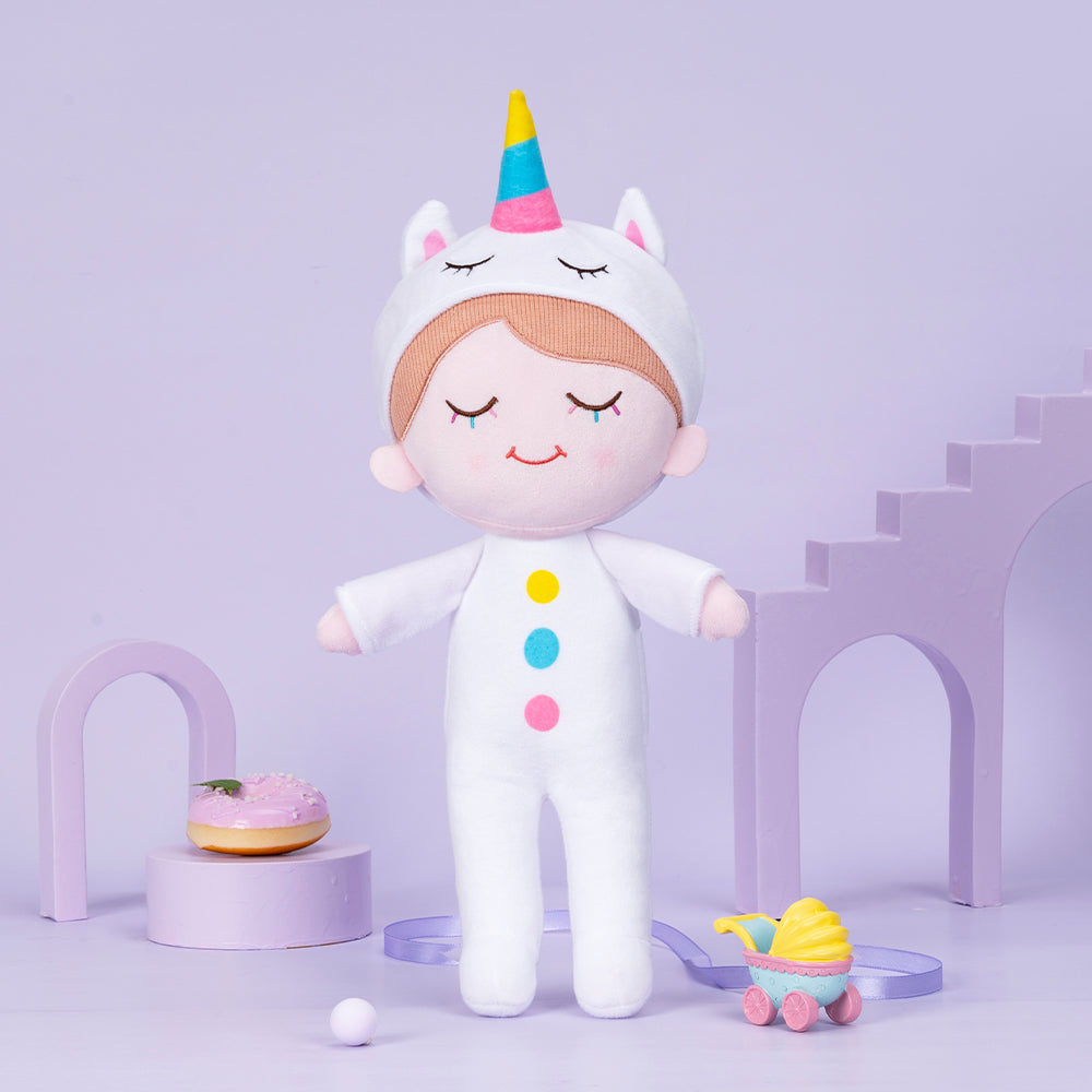 Personnalisée Poupée en Peluche avec Cils Arc-en-ciel en Pyjama de Licorne