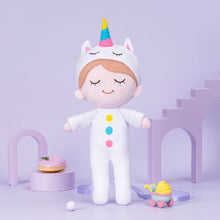 Charger l&#39;image dans la galerie, Personnalisée Poupée en Peluche avec Cils Arc-en-ciel en Pyjama de Licorne