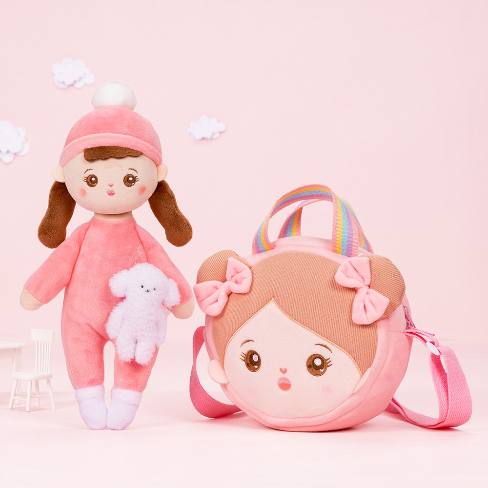 Mini Rose Personnalisée Poupée en Peluche avec Tresses