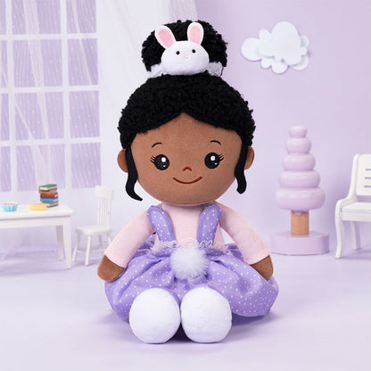 Teint Foncé Personnalisée Poupée en Peluche en Costume de Lapin Violet