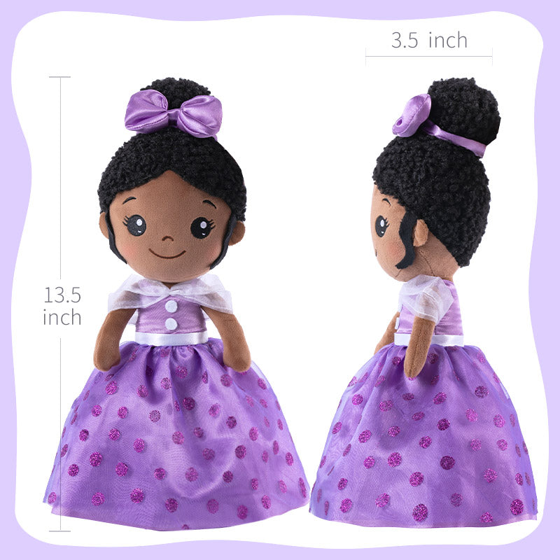 Teint Foncé Personnalisée Poupée en Peluche en Robe Longue Violette