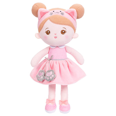 Personnalisée Poupée en Peluche avec Yeux Ouverts de Chat Rose
