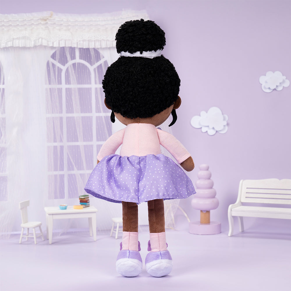 Teint Foncé Personnalisée Poupée en Peluche en Costume de Lapin Violet