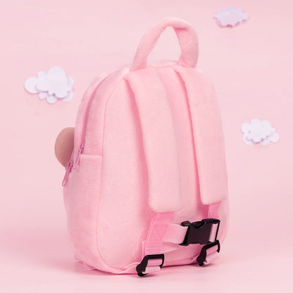 Personnalisée Sac à Dos en Peluche Rose avec Yeux Bleus Ouverts