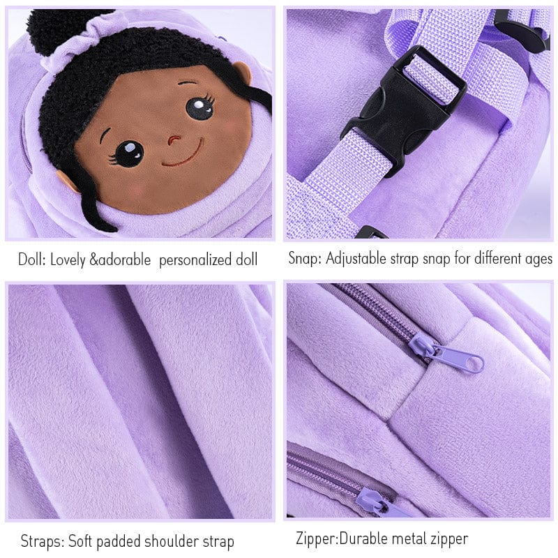 ouozzz Personalized Purple Deep Skin Tone Plush Nevaeh Backpack Purple