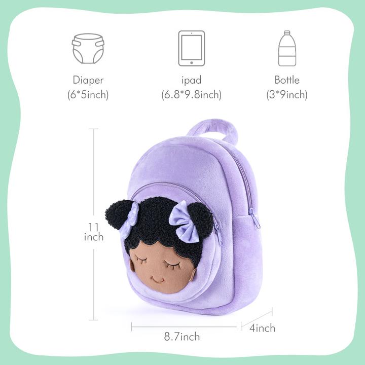 Teint Foncé Personnalisée Sac à Dos en Peluche Violet Dora