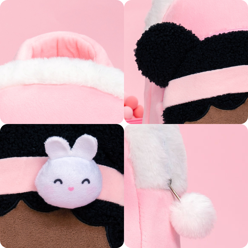 Teint Foncé Personnalisée Sac à Dos en Peluche de Rose Lapin