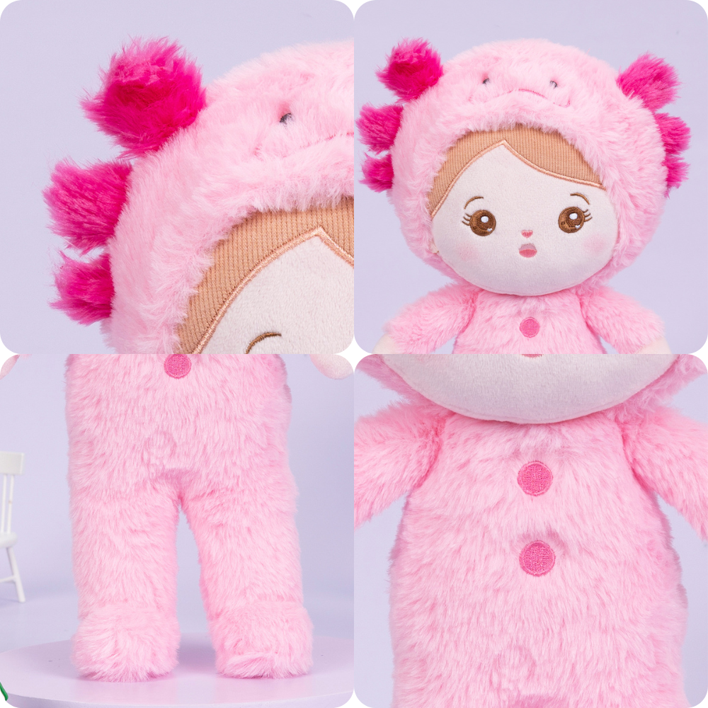 Personnalisée Poupée en Peluche avec Yeux Ouverts de Salamandre Géante Rose