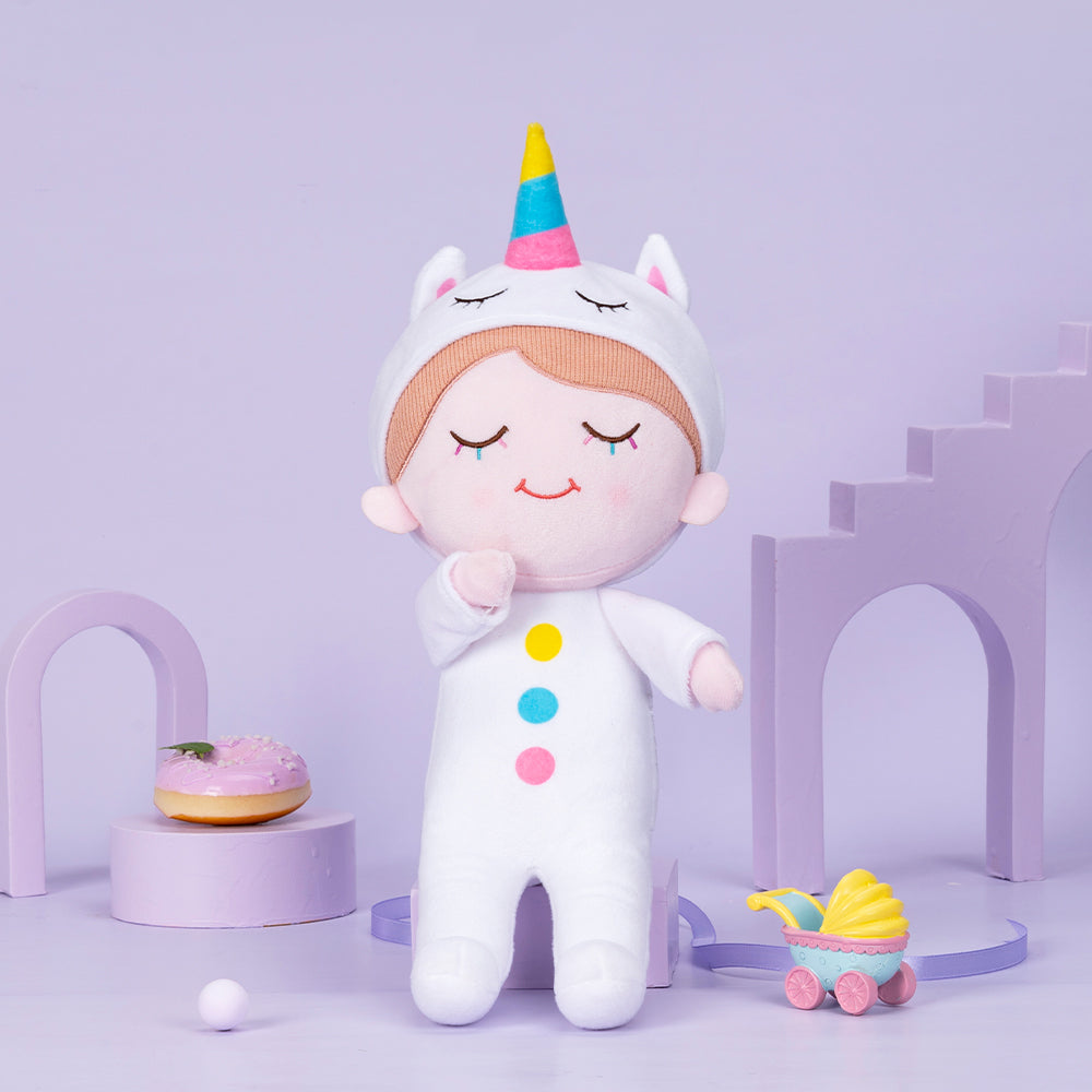 Personnalisée Poupée en Peluche avec Cils Arc-en-ciel en Pyjama de Licorne