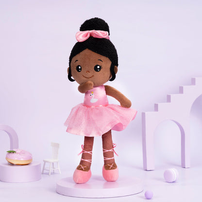 Teint Foncé Personnalisée Poupée en Peluche en Robe de Danse Rose