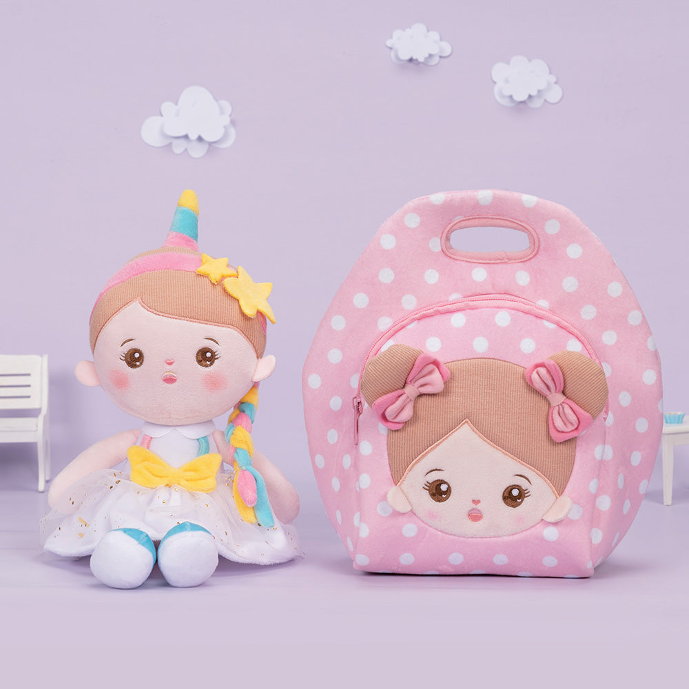 Personnalisée Poupée en Peluche avec Yeux Ouverts en Costume de Licorne