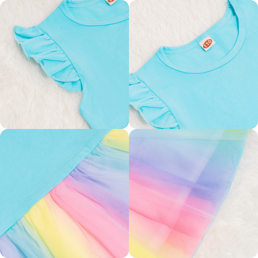 OUOZZZ Personalized Iris Rainbow Doll with Blue Baby Rainbow Dress