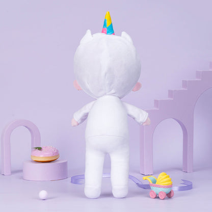Personnalisée Poupée en Peluche avec Cils Arc-en-ciel en Pyjama de Licorne