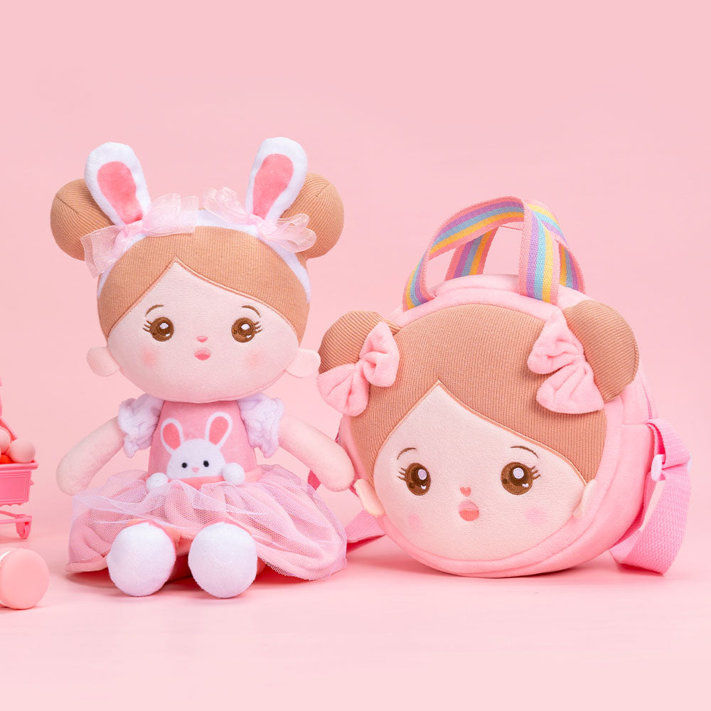 Personnalisée Poupée en Peluche avec Yeux Ouverts en Costume de Lapin