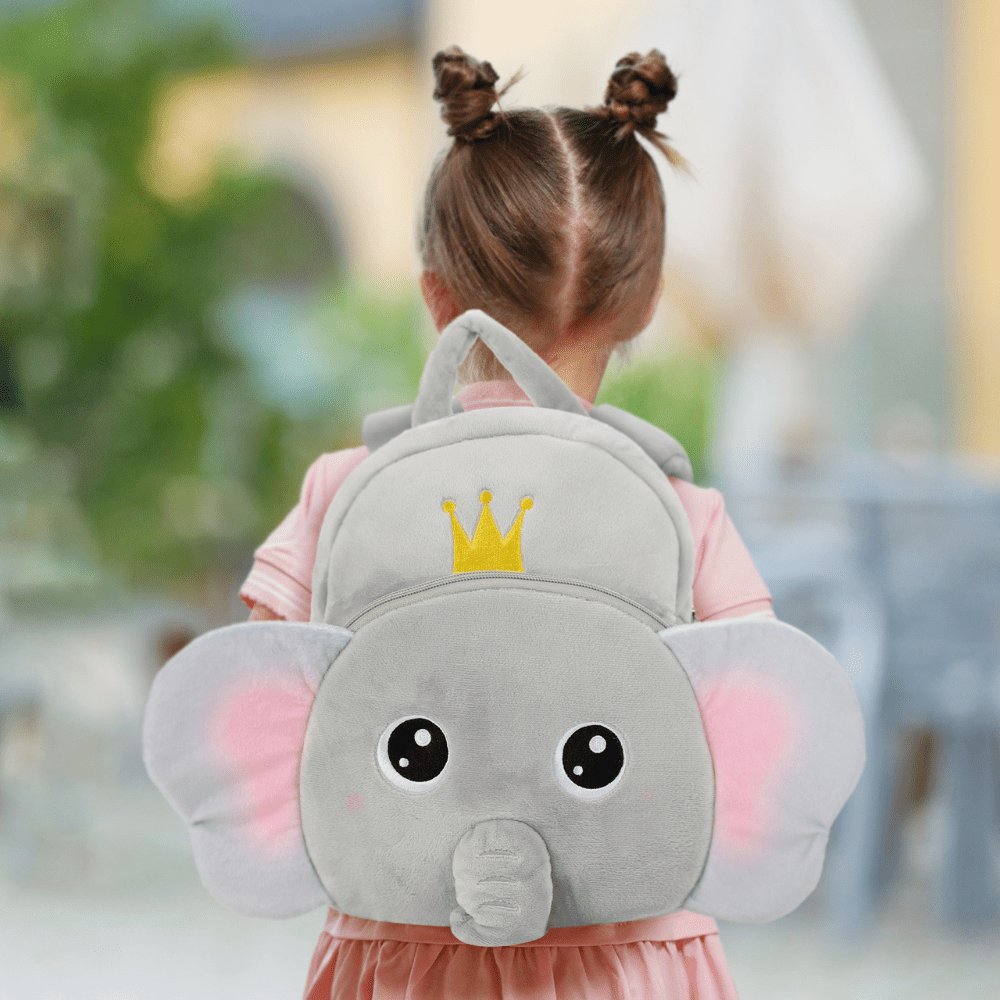 OUOZZZ Personalized Gray Elephant Plush Backpack