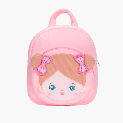 Personnalisée Sac à Dos en Peluche Rose avec Yeux Bleus Ouverts