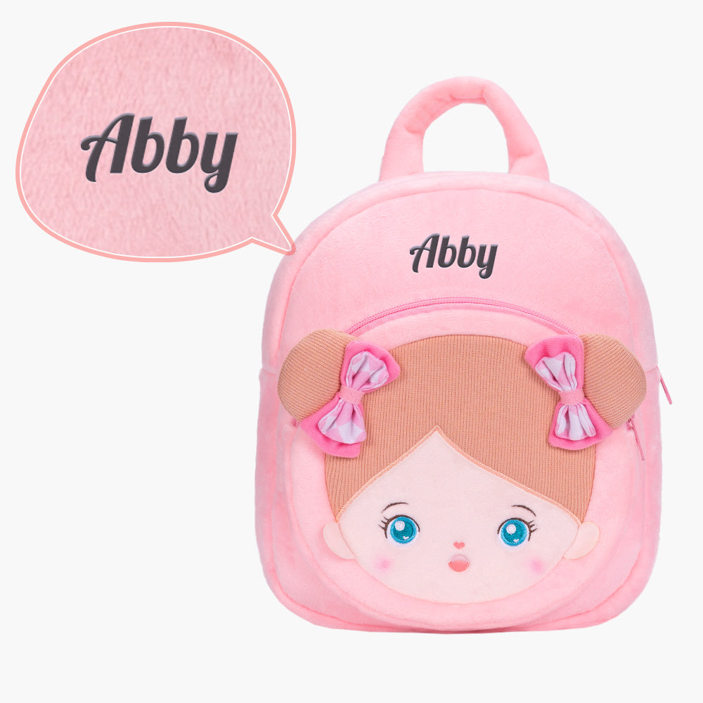 Personnalisée Sac à Dos en Peluche Rose avec Yeux Bleus Ouverts