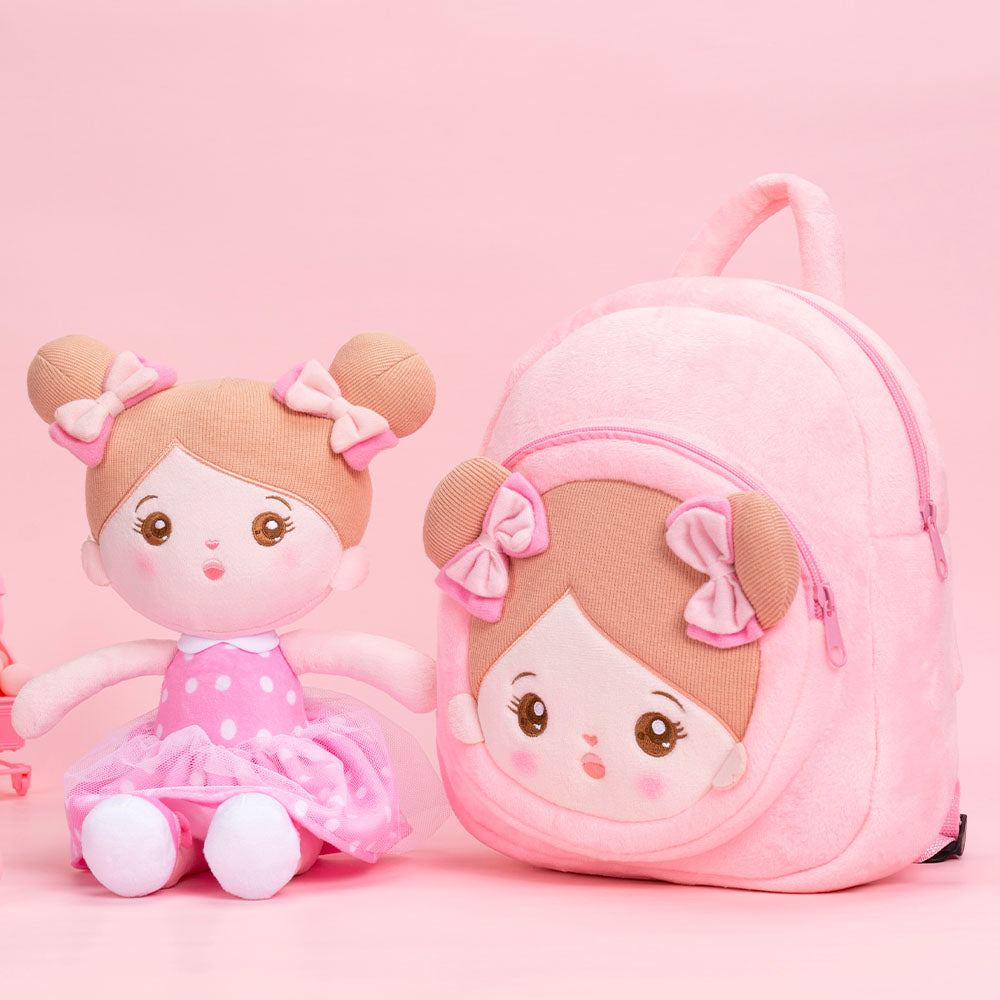 Personnalisée Sac à Dos en Peluche Rose avec Yeux Ouverts